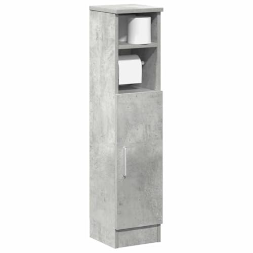 Bendmaxx Badskåp med rullhållare, betonggrå av trämaterial 20,5 x 22 x 90 cm med förvaringsutrymme, för toalett och badrum, med väggfäste för att stå säkert