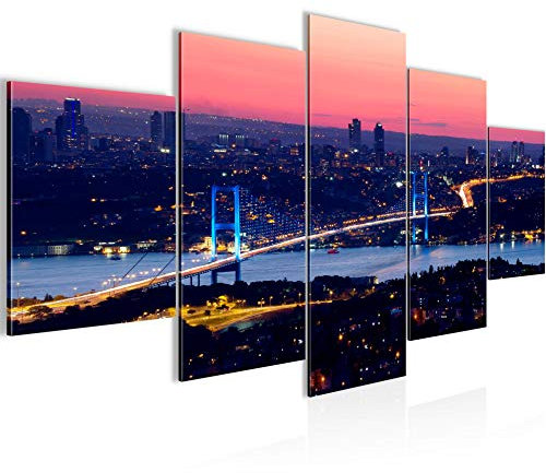 Runa Art - Bilder Istanbul Türkei 200 x 100 cm 5 Teilig XXL Wanddekoration Design Blau 603851a
