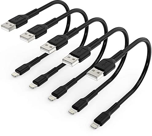 0,3m iPhone Ladekabel Kurz, 5Pack USB A auf Lightning kabel 30 cm Original iPhone schnellladekabel Kompatibel für Apple iPhone 12 11 Pro Max Xs Xr X 8 7 6 Plus SE iPad Air/Mini (Schwarz)