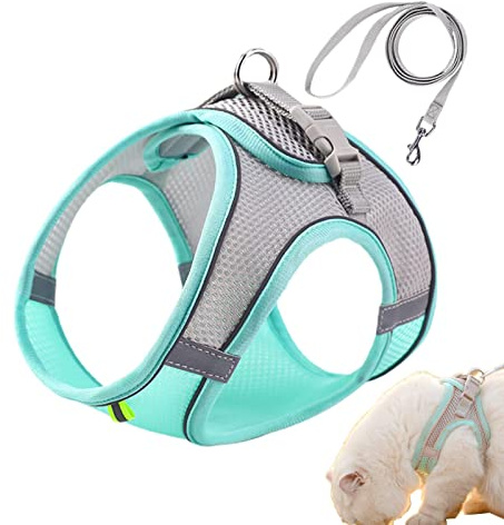 Rosixehird Harnais et Laisse réglables pour Chaton - Harnais en Maille Souple Harnais réglable pour Chat avec Sangle réfléchissante,Gilet Doux pour Chat léger pour Chat avec Bordure
