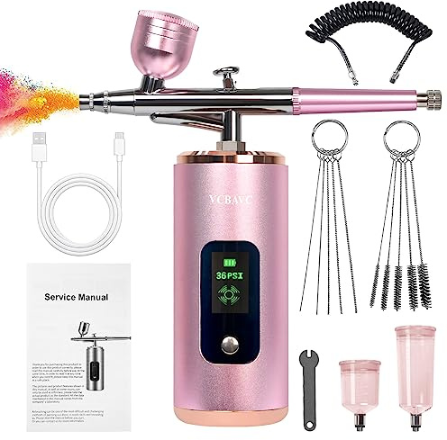 Airbrush-kit, uppladdningsbar, sladdlös kompressor, automatisk handhållen airbrush-pistol, airbrush-set, bärbar trådlös luftborste för barberare, nagelkonst, tatuering, tårtdekor, smink, modellmålning