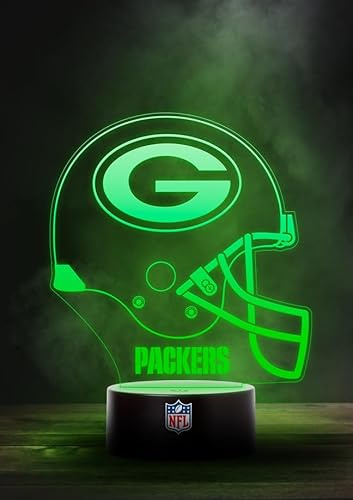 Green Bay Packers NFL LED Lampe Licht Logo Helm, Wechselmodus mit 6 unterschiedlichen Farben