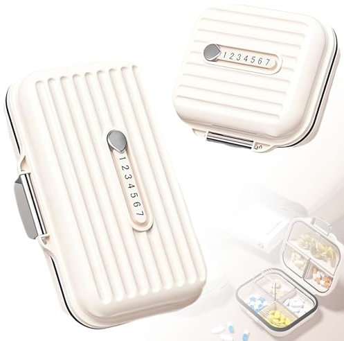 Ptyism 2 Stück Pillendose für Unterwegs（Groß und Klein-White）Tablettenbox 7 tage für unterwegs丨Reise Pillenbox，Pill Organizer Travel Für Reise und Tägliches Gebrauch usw