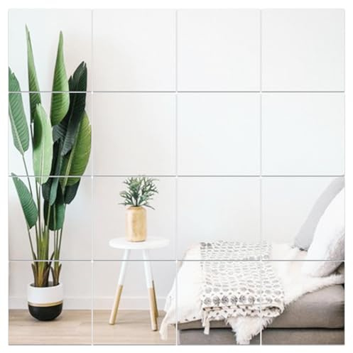 Full Length Acrylic Mirror Tiles 30cm x 30cm x 16 Pcs, Toddler Mirror Unbreakable Non Glass Safety Plastic Mirrors for Children, Frameless Preschool Mirrors for Classroom Kids Mirror Self Adhesive