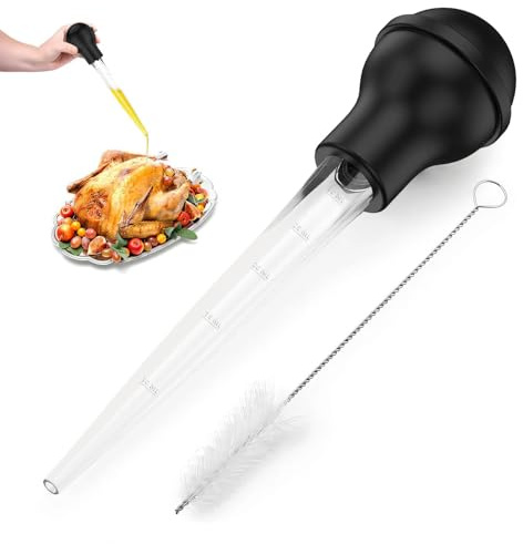 YHTCC Turkey Baster, Silicone Liquid Large Pipette with Cleaning Brush | 30ml Silicone Liquid Droppers Baster for Cooking BBQ Baking, Essential Kitchen Gadgets Basting Syringe