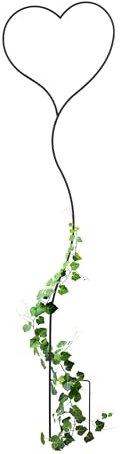 Relaxdays Supporto per Piante Rampicanti da Giardino, Traliccio a Cuore, Sostegno per Edera, 147x38 cm, Metallo, Nero, Acciaio