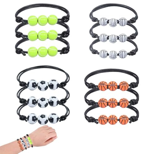 KEWUF 12 Pezzi Bracciale Calcio, Braccialetti Amicizia Bambini, Braccialetti Intrecciati Regolabili Per Feste Sportive, Braccialetto Per Bambini, Regalo Di Compleanno Feste, Gadget Calcio