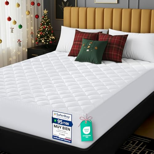 Utopia Bedding Quilted Mattress Protector, Breathable Mattress Pad, Deep Fitted Cover (White, European King - 160 x 200 + 30 cm)