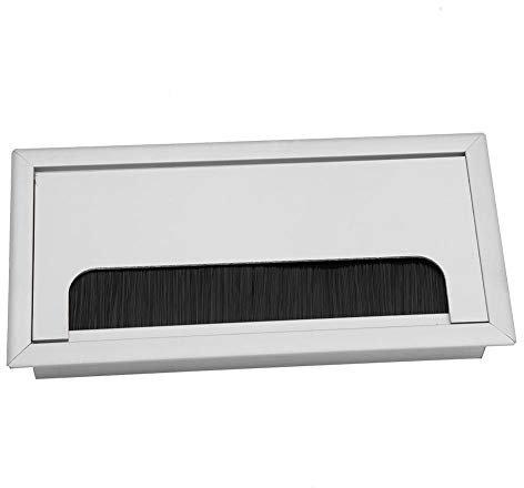 Passe-câble carré encastrable en Aluminium Trou De Câble Couvercle Bureau Fil D'ordinateur Sortie De Câble Rangée Carrée Insérer Brosse À Cheveux avec 4mm Épais pour La Gestion De Bureau(Taille M)