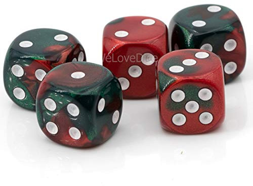 WeLoveBeads W6 Würfel grün rot/weiß - Made in Germany! - 5Stk