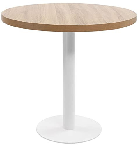 vidaXL Bistrotisch für 2 Personen Bartisch Bartresen Stehtisch Tresentisch Esstisch Tisch Küchentisch Partytisch Hellbraun 80cm MDF