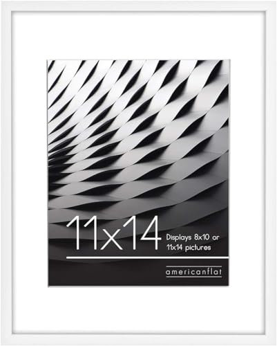 Americanflat Cornice 11x14 bianca. 8x10 con passepartout o 11x14 senza. Bordo sottile, vetro infrangibile. Presentazione verticale/orizzontale.