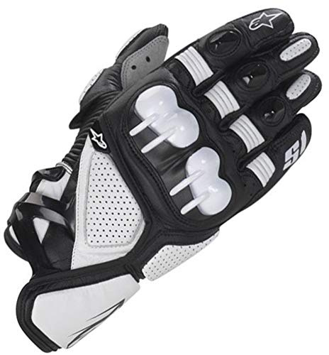 Gants Moto Hiver ~ Gants Moto Homologué Cuir Tactile pour Homme et Femme avec Protection Articulaire et Anti Dérapant, Toute Saison Shot Gant pour Ete Hiver Ski Escalade Chasse VTT Combat,Blanc,L