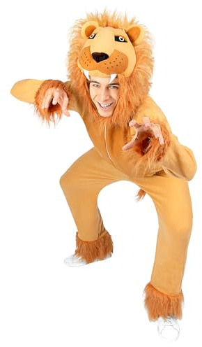 Funidelia Disfraz de león para hombre y mujer, Animales, Desierto, Incluye mono con cabeza y cola - Traje para adultos para fiestas, Carnaval y Halloween, Talla S-M