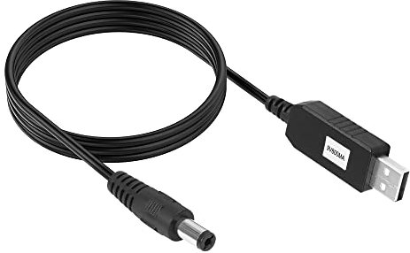 Câble convertisseur de tension USB 5 V vers CC 9 V YACSEJAO 1 m USB vers CC 5,5 x 2,1 mm Courant max 800 mAh pour ventilateur LED Routeur haut-parleurs