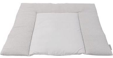 ULLENBOOM ® Wickelauflage 85x75 cm Waffelpiqué Grau (Made in EU) - Wickelunterlage Waschbar und für Unterwegs geeignet, Bezug: 100% OEKO TEX Baumwolle, Wickeltischauflage 75x85
