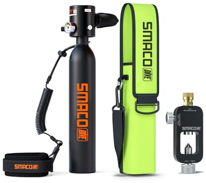SMACO Mini Dykflaska 0,5 liter bärbar dykpump för undervattensandning liten flaska dykbehållare uppladdningsbar för resor simning räddning S300