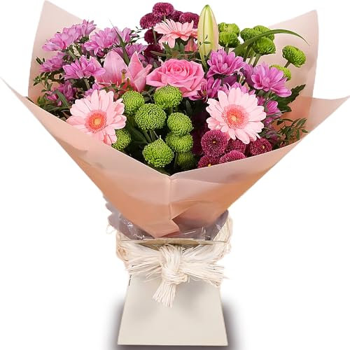 Pink Simplicity Hand Tied Fresh Flower Bouquet - Next Day Prime Delivery | Perfect for Birthdays, Anniversaries, and Thank You Gifts