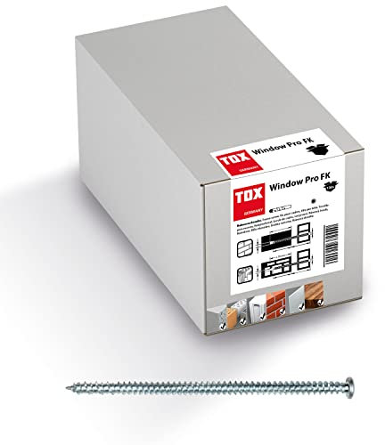 TOX Window Pro FK Tornillo de marco de acero cementado, conjunto distanciador para ventanas y puertas, cabeza de tornillo Pan Head con accionamiento TX30, ⌀7,5/182 mm, 09210163