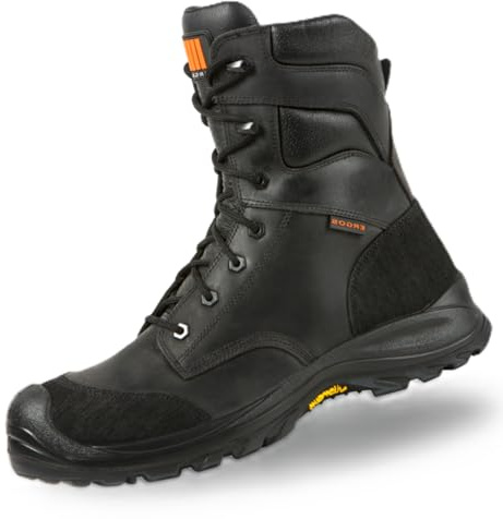 Ergos Montana 3 S3 SRC | Chaussures de Sécurité Montantes | Type Rangers de Sécurité | Semelle en Composite Antiperforation & Vibram pour Adhérence Renforcée | Antidérapante | Mixte | Noir | 41