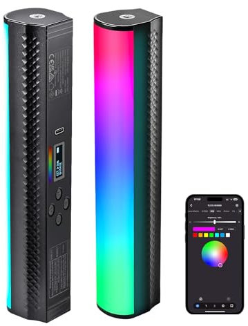 NEEWER RGB Light Wand with APP Control, Magnetic Handheld Photography Video Light Stick,2500K~8500K Dimmable CRI95+ Full Color LED Tube Bar with 2550mAh Battery, 17 Light Scenes for Vlog, TL21C