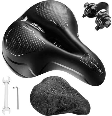 Fahrradsattel, Bequemer Weich Memory Foam Fahrradsitz, Ergonomischer Stoßdämpfend Wasserdicht Atmungsaktiv Breiter Fahrrad Sattel für Damen Herren