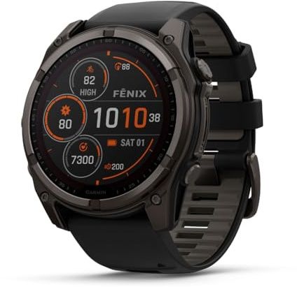 Garmin fēnix® 8 Solar, Sapphire, 51mm, DLC Titanium, Black/Pebble Gray