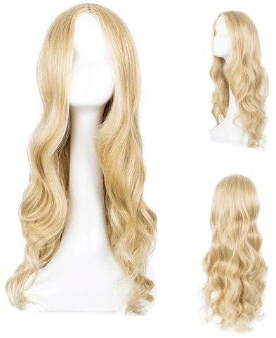 SEFIRST Lange Gewellt Blond Perücke für Frauen Mädchen, Charmante Frauen Lange Lockige Volle Haar Gewellt Perücke, 27’’ Cosplay Kostüm Perücke für Halloween Party Tägliche Karneval Fasching (Blond)