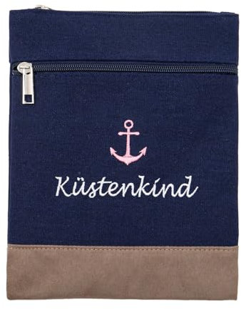 Leoberg Crossbag Tasche in verschiedenen Farben und Designs - Schultertasche aus Baumwolle in 302179-Blau-23