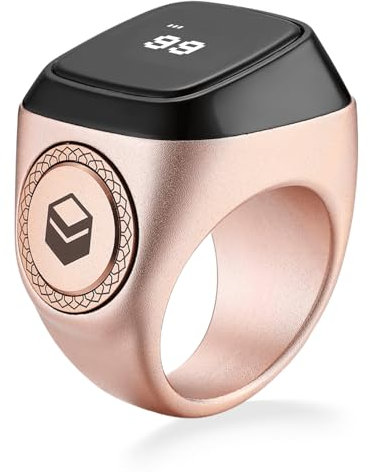 iQIBLA Zikr Ring® anello intelligente multifunzionale con contatore di preghiere Tasbih e app per lo stile di vita musulmano Life (Oro Rosa, 18mm)