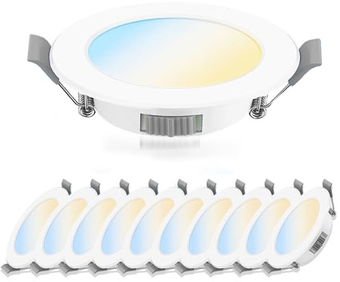 LED Ceiling Downlights Dimmable 230V Cut Hole 75-90MM, LED Recessed Ceiling Spotlights 5W/580lm Warm White Neutral White Cool White Adjustable, Bathroom Spotlights IP44 Waterproof Ultra Slim, 10 Pack