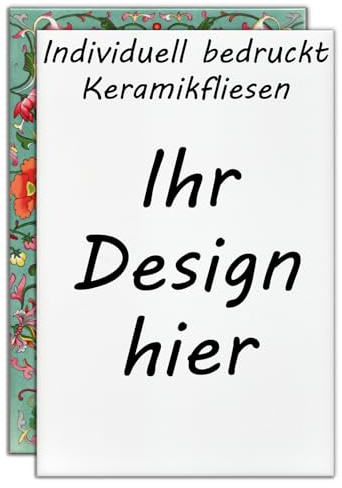 Groß Individuell bedruckte Keramikfliesen mit Ihrem Design | Wunderschöner Hochwertiger Druck | Personalisiert Fliese mit Wunschmotiv, Bild, Foto, Logo | Selbst gestalten Ceramic Tile (20cm x 30cm)