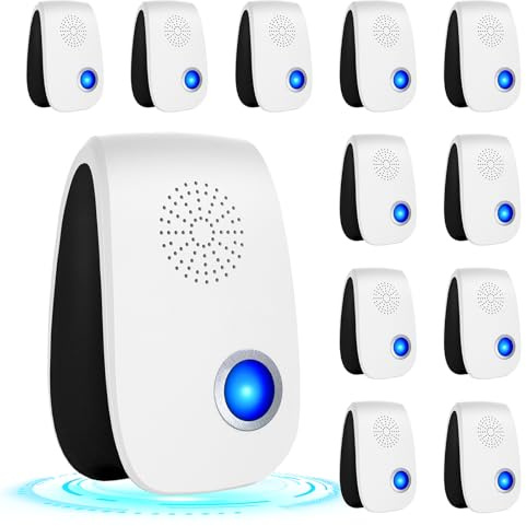 Upgraded Ultrasonic Repellent, Indoor Pest Repellent, Electronic Plug in Pest Control for Roach, Ant, Rodent, Mouse, Bugs, Mosquito, Spider Repellent for House, Garage, Warehouse (12 Packs)