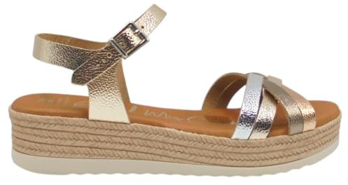 Oh! My Sandals - 6010 Zara Sandalias de Mujer cómodas con Plataforma Ligera y Plantilla Gel, Fabricadas en españa Mujer Color: CHAMPAN Talla: 39