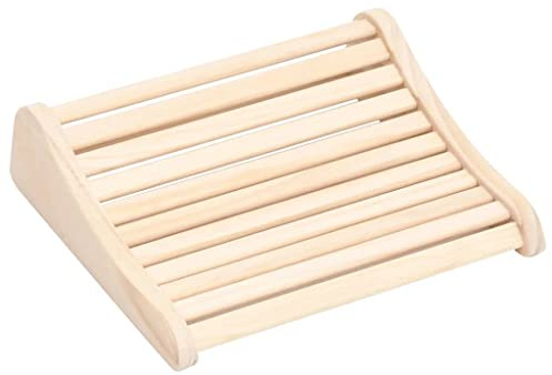 LoogCape bastunackstöd av massiv furu, ergonomiskt formad, för avkopplande wellness- och bastulängd, hållbara tillbehör för trevlig återhämtning i infraröd kabin och ångbad