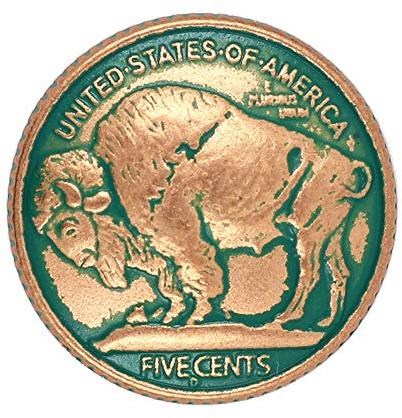Bezelry 12 Pieces Buffalo Coin Style Metal Shank Buttons. 21mm (13/16 inch) (Copper Green)