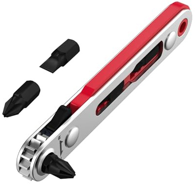 Bates Choice Mini Ratchet Screwdriver, 1/4 Magnetic 90 Degree, Low Profile, Right Angle, Small, Angled for Tight Spaces