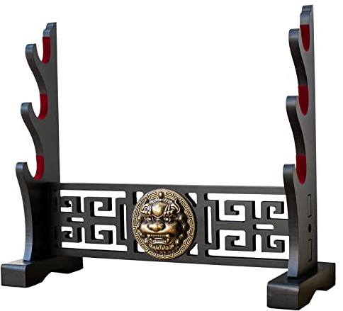 FOXSMZZ Sword Holder Japanese Velvet Padded Katana Stand Samurai Display Rack Support All Tanto Swords Tai Chi (Kirin-3)