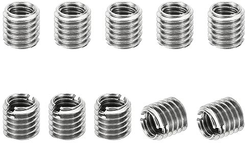 PATIKIL Rosca Adaptadores Manguito Reductora Tuerca, 10uds M8*1.25 Macho a M6*1 Hembra Reparación Inserto Tuerca Tornillo Reductor Conversión Inoxidable Acero Sujetador 8mm