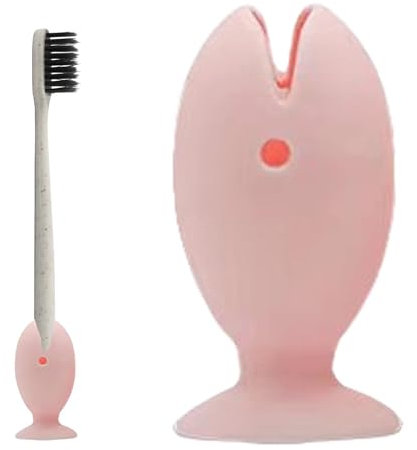 Portaspazzolino – Portaspazzolino | Organizer per spazzolino | Supporto in silicone a forma di pesce per riporre in ordine lo spazzolino da denti con coperchio protettivo con ventosa sul fondo per