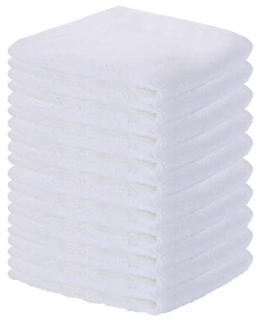 10 Pcs Flannel Face Cloth, Face Towels, 10 x 10 inch Soft Bamboo Face Cloth Face Towels Reusable Facial Cleansing Cloths Baby Wash Cloth for Women Kids Adult Spa Sport Beauty Routine