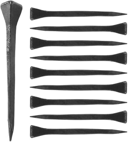 Set di 10 chiodi forgiati come unghie a ferro di cavallo, loft antico vintage, superficie nera (55mm)