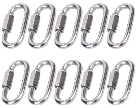 10 moschettoni piccoli M3.5 in acciaio inox con chiusura a vite, moschettoni resistenti, moschettoni a collegamento rapido, moschettoni per escursionismo, zaino