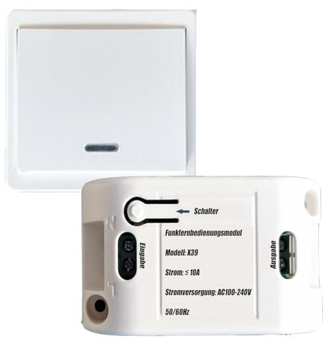 Dieses Funk-Lichtschalter, Funk-Sender-Sicherheitsschalter und Empfänger-Controller 10A, lichtschalter mit fernbedienung Reichweite von 0~50 Metern für Lampen bis 1500W (1 Schalter 1 Empfänger)