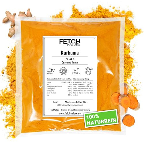 Kurkuma Pulver – Gemahlene Curcuma-Wurzel – Intensiv gelb & aromatisch – 500g oder 1kg Aromabeutel – FETCH NATURE (M - 500g)