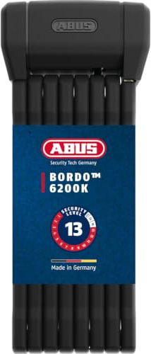 ABUS BORDO 6200K SH folding lock – Flexible bike lock with bracket – Lock body can be rotated 360 degrees – Security thanks to hardened steel and XPlus cylinder – 127 cm, black