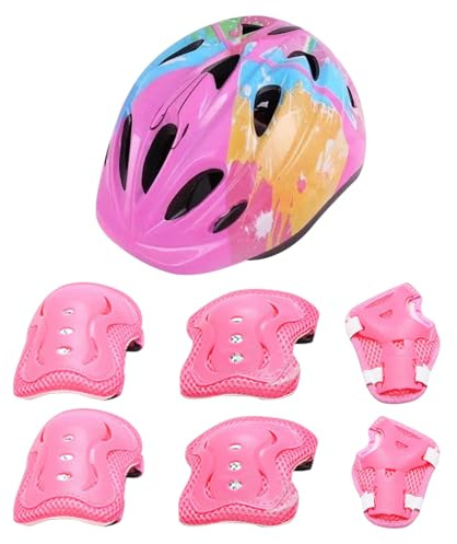 Opdestn Ensemble De Casques pour - Protections Skate Poignets Genoux Coudes avec Casque,Équipement de Protection Anti-Choc pour Vélo, Trottinette et Roller