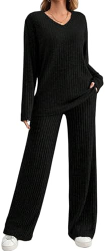 DURINM Pigiama Donna Invernali Set Lungo Invernale Comodo Due 2 Pezzi Pantaloni a Gamba Larga Tuta Elegante Sportiva Casual Pigiami Donna Set Inverno da Yoga Jogging Training Sportwear