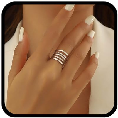 Inateannal Anillo de dedo ajustable y abierto vintage, anillo ancho abierto de oro, anillos de declaración para nudillos, anillos gruesos ajustables, joyería para mujer, Zinc