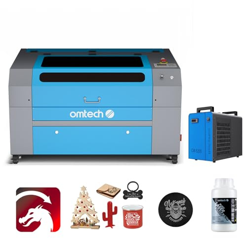 OMTech Machine à graver au laser CO2 60W 700 x 500mm Machine à graver Lasererengraver avec panneau de commande numérique RDWorks(with Lightburn&Refroidisseur d'eau)